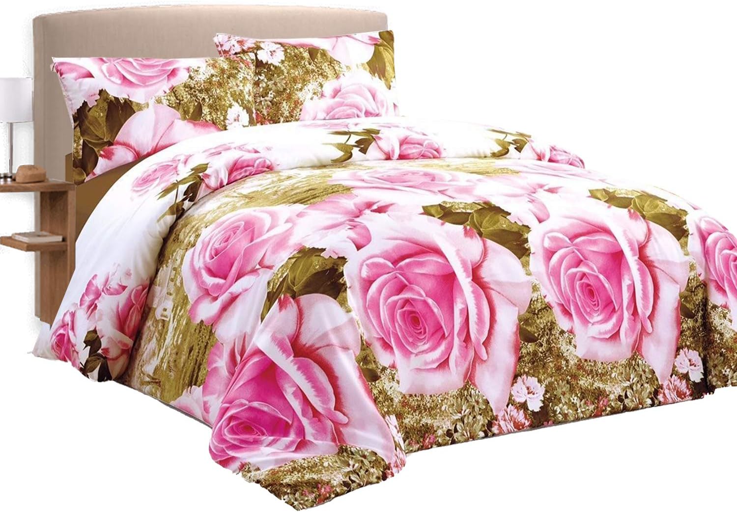 King Size Duvet Set - Quilt Cover with 2 Pillow Cases and Fitted Sheet Brushed Microfibre Machine Washable 4 Pieces Bedding Set (230 x 220 cm)