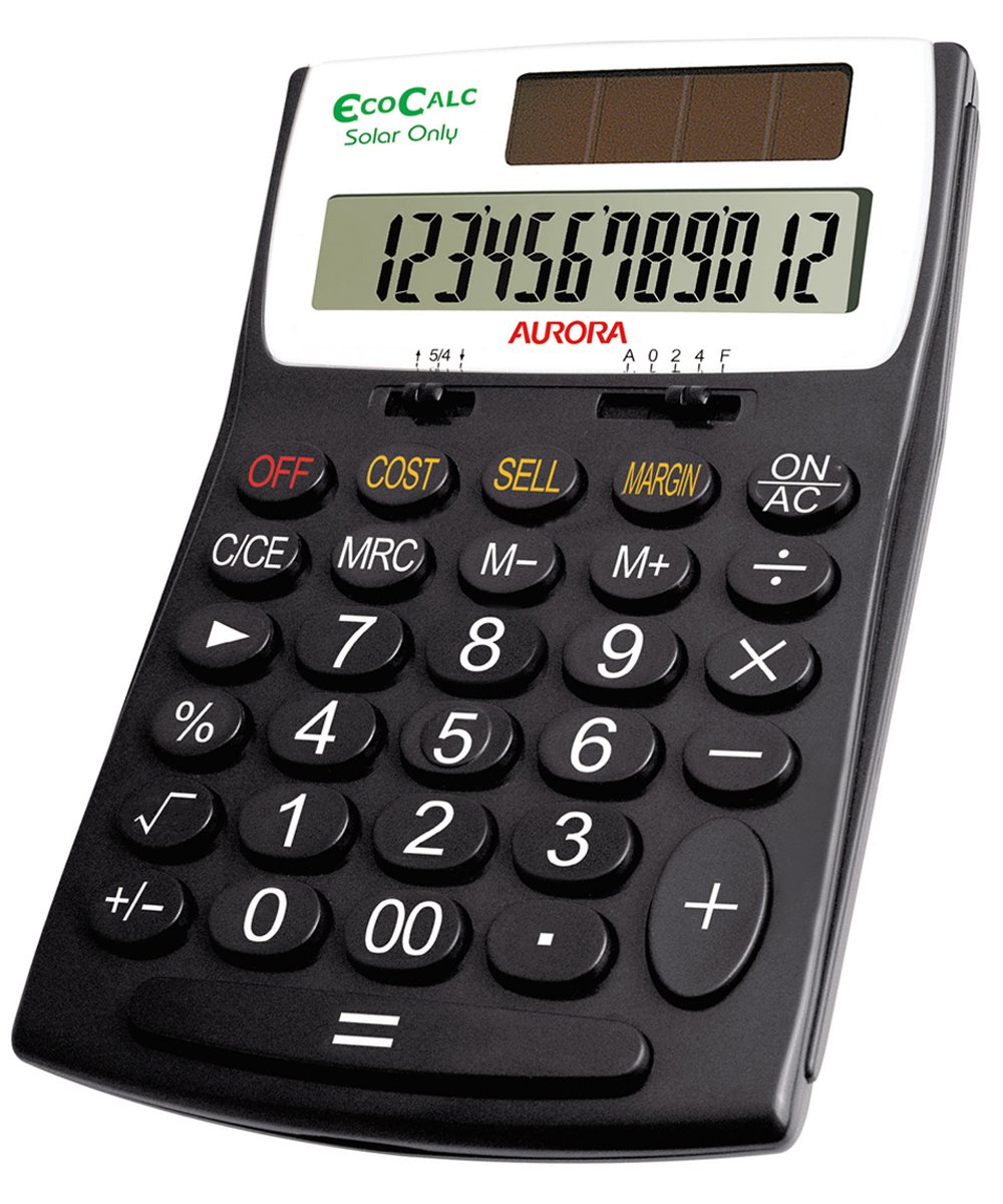 Aurora Ecocalc Ec505 12-Digit Desktop Calculator - Black