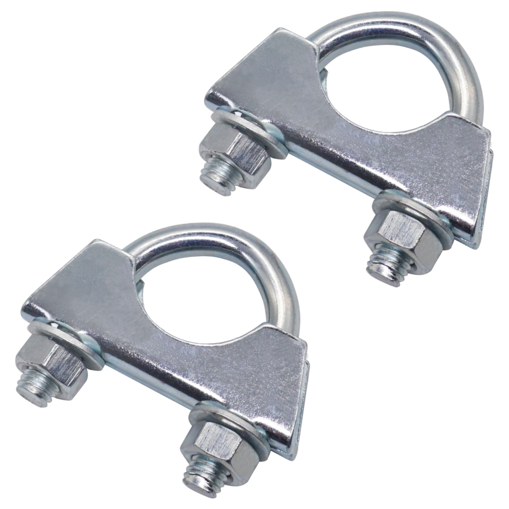 SKIR'CO (2 pcs) Pipe Clamps for 24 mm Diameter Pipes, U-Bolt Clamps, Zinc Plated Pipe Brackets