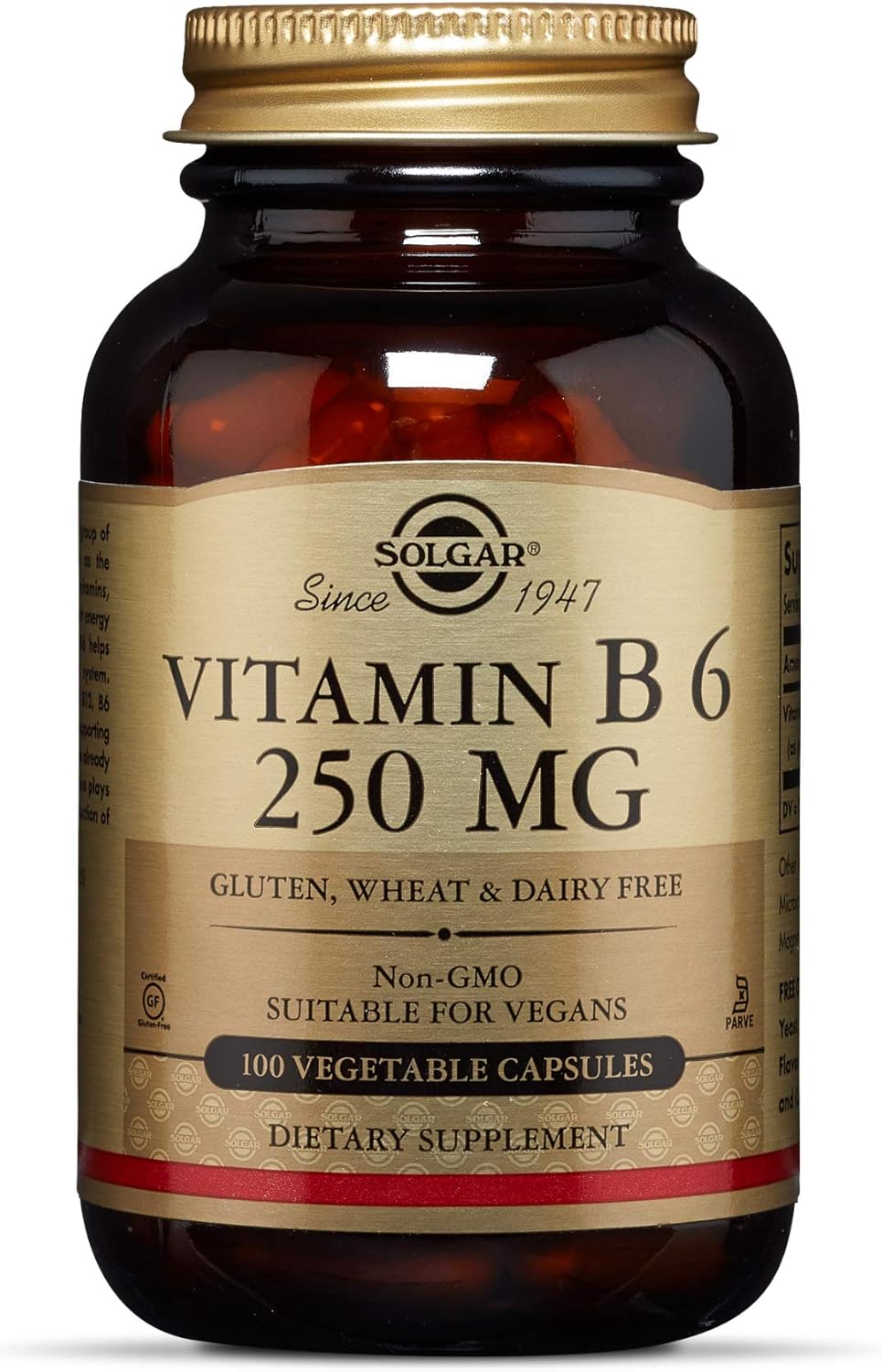 Solgar – Vitamin B6, 250 mg, 100 Vegetable Capsules: Health & Personal Care