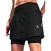 Haimont Men's 2 in 1 Running Shorts with Zipper Pockets Quick Dry Athletic Gym Workout Shorts with Liner