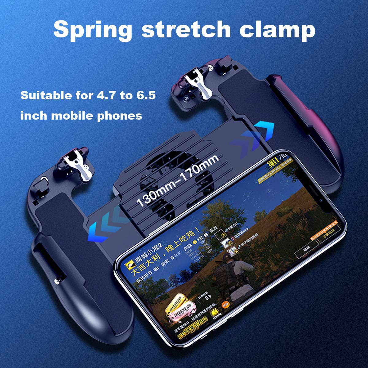YZmoffer Portable Game Controller Mobile Game Trigger Cooling Fan Mobile Joystick Power Charger Gamepad, L1R1 Aim and Shoot Trigger Joystick Upgraded Version for iOS Android 4.5-6.5inch