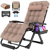 Suteck Oversized Zero Gravity Chair, 29In XL Outdoor Recliner Chair w/Removable Cushion&Headrest, Camping Lounge Chair w/Upgraded Lock&Footrest, Reclining Patio Chairs for Indoor Outdoor,500LBS