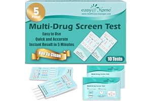 Easy@Home 5 Panel Instant Drug Test Kits (10 Pack) - Testing Marijuana (THC), OPI 2000, AMP, COC, MET/mAMP,- Urine Dip Drug T