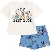 Disney Waffle Knit T-Shirt and Shorts Outfit Set Newborn to Little Kid Sizes (0-3 Months - 5)