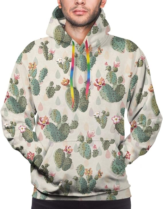 Amazon Co Jp とげのあるパターンサボテンの花 メンズ パーカー 3dプリント プルオーバー スウェットシャツ 長袖 フード付 大人 若者 カジュアル スポーツ 服装 春 秋 冬 服 ファッション小物