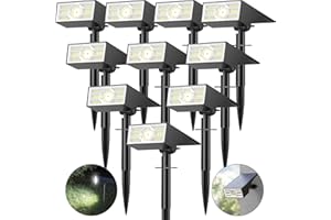 Katipeal Solar Spot Lights Outdoor,10 Pack/56 LED Outdoor Lights for Yard Waterproof IP68, 4 Lighting Modes Solar Landscape Spotlights, Auto On/Off Solar Powered Flood Lights Garden Pathway,Cool White