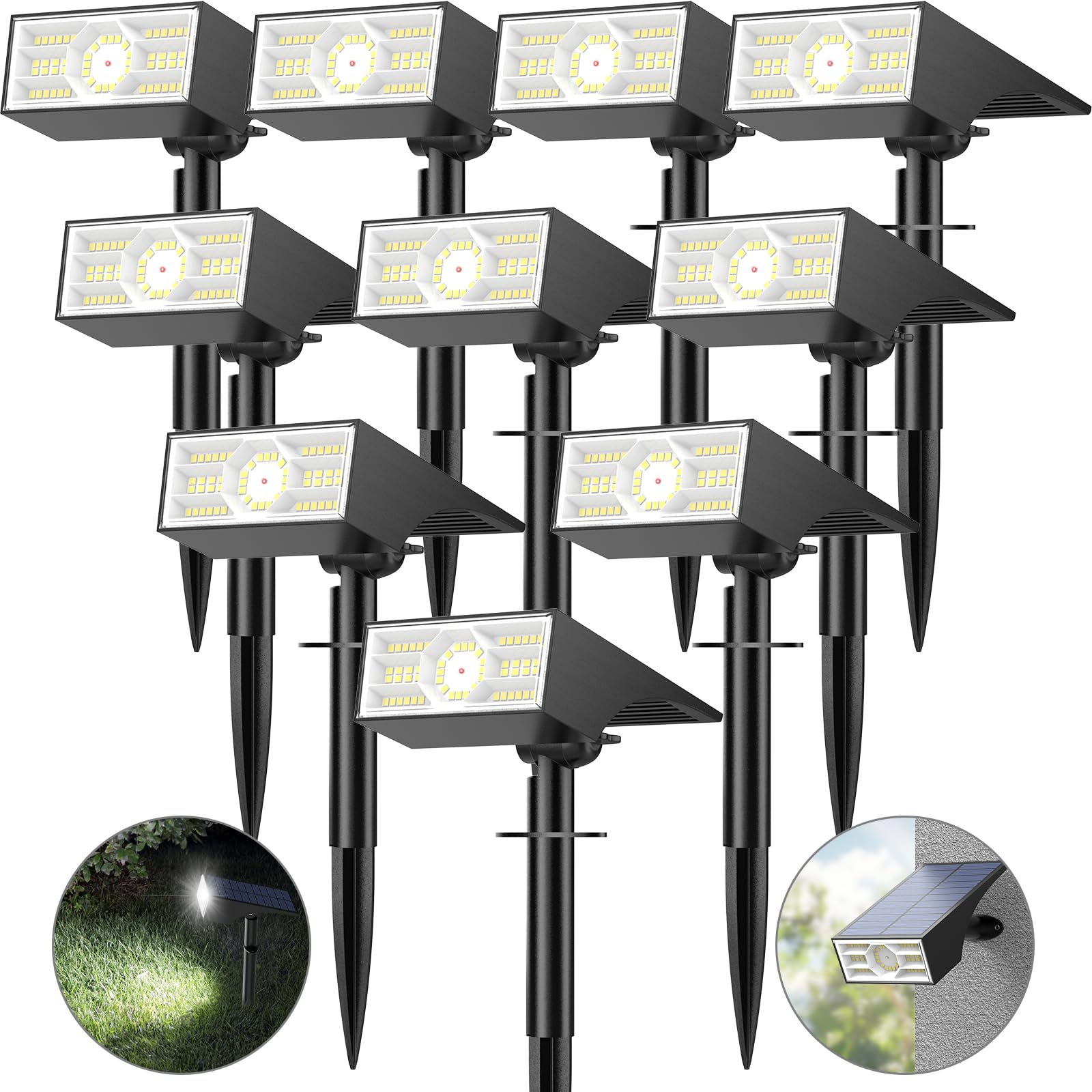 Photo 1 of Katipeal Solar Spot Lights Outdoor,10 Pack/56 LED Outdoor Lights for Yard Waterproof IP68, 4 Lighting Modes Solar Landscape Spotlights, Auto On/Off Solar Powered Flood Lights Garden Pathway,Cool White