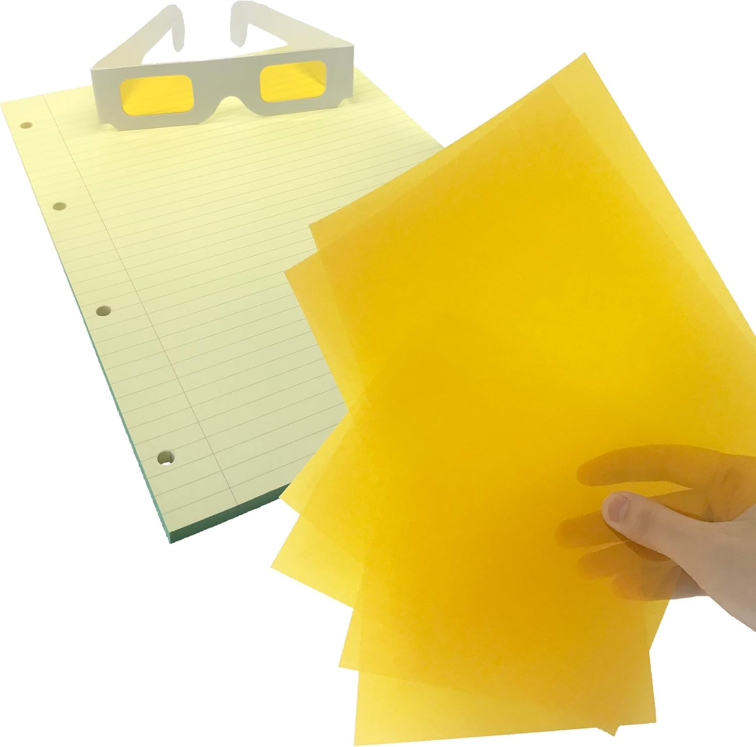 Yellow Overlay Starter Pack Dyslexia Coloured Overlays, Coloured Paper A4 Pad & Dyslexia