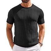 COOFANDY Men's T-Shirts Short Sleeve Crewneck Knit Shirts Summer Ribbed Textured Tee Shirts