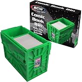 BCW Short Comic Book Bin | Holds 150 Comics | Stackable Plastic Storage | Acid-Free Organizer | Green, Single