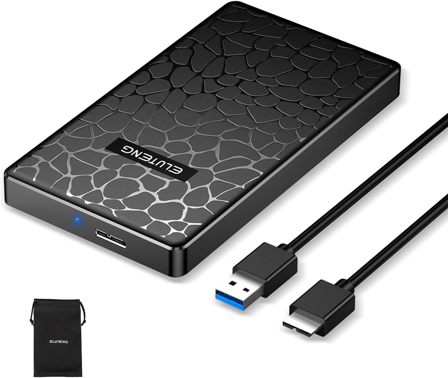 ELUTENG USB 3.0 to SATA III 2.5 Hard Drive Enclosure Tool Free 6Gbps External HDD Case Support UASP for 7mm-9.5mm SATA HDD/SSD Up to 2TB
