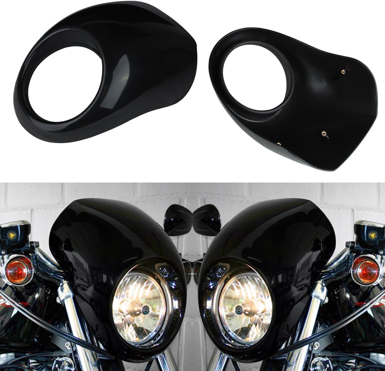 Ambienceo Cafe Drag Front Headlight Cover Fairing Cowl Mask Custom Visor For Harley