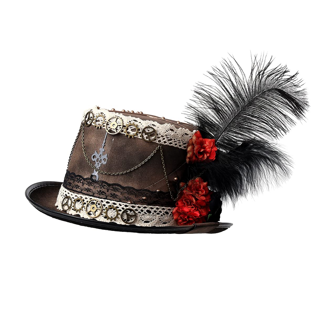 COSDREAMER Unisex Steampunk Top Hats Halloween Costume Hat with Goggles Black (Schwarz, 58cm)