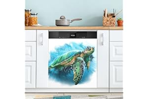 JIPONI Dishwasher Magnetic Cover Big Sea Turtle Painting Dishwasher Magnetic Kitchen Art Decor, Dishwasher Magnetic Sticker 23 W x 26 H Inch