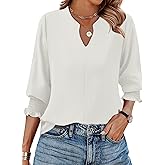 Ivicoer Blouses for Women Dressy Casual 3/4 Length Sleeve Womens Tops Trendy Spring Summer Clothes