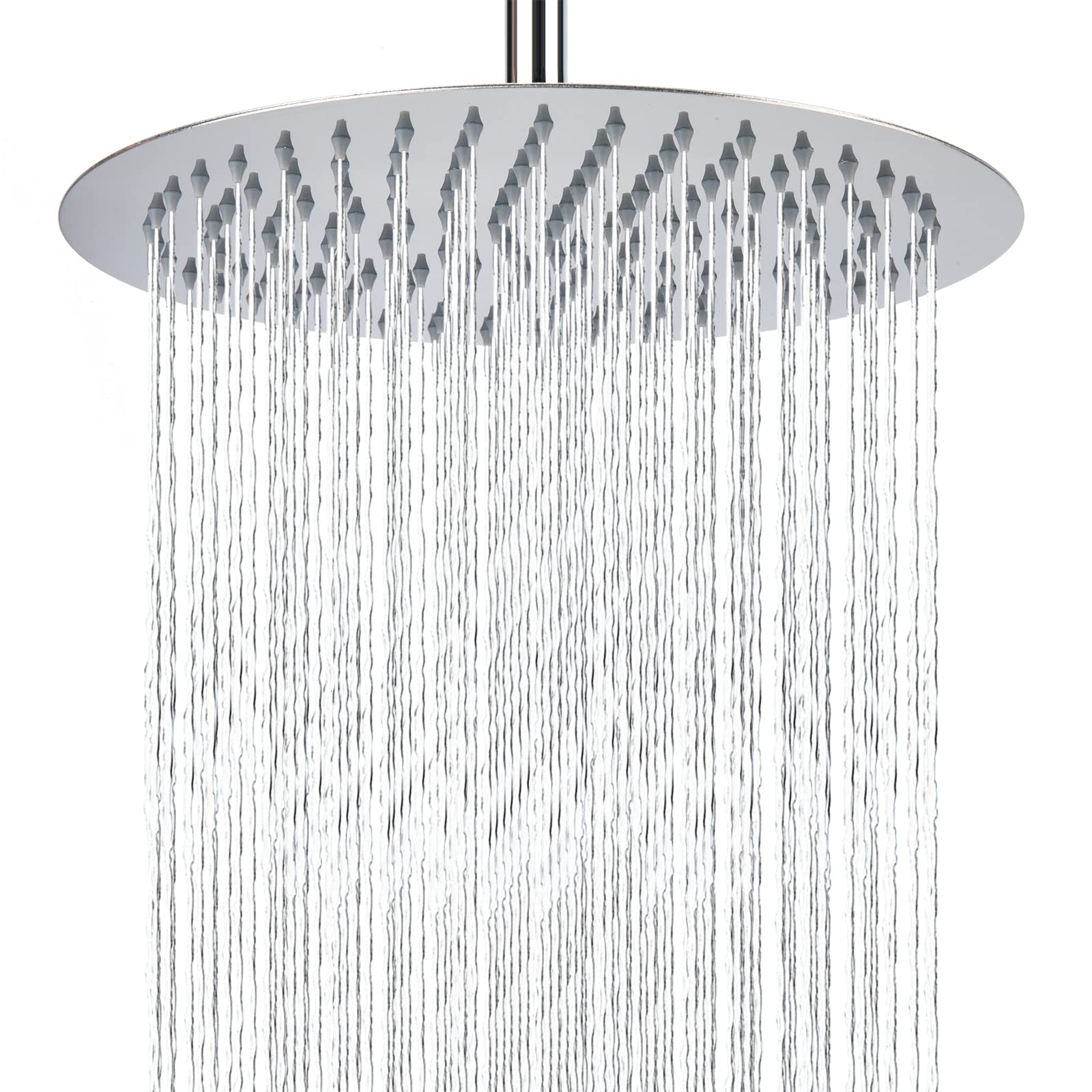 Markcco Stainless Steel Rain Shower Head, 10'' Round, Self-Cleaning Nozzles, Full Body Coverage, G1/2 Connector (Chrome)