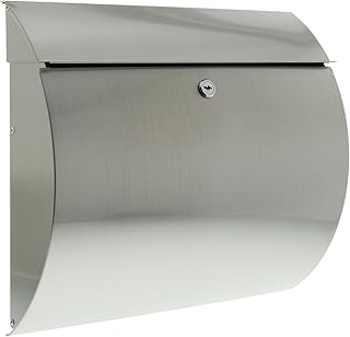 BURG-WÄCHTER Edelstahl-Briefkasten mit Öffnungsstopp, A4 Einwurf-Format, EU Norm EN 13724, Toscana 3856 Ni, Silber