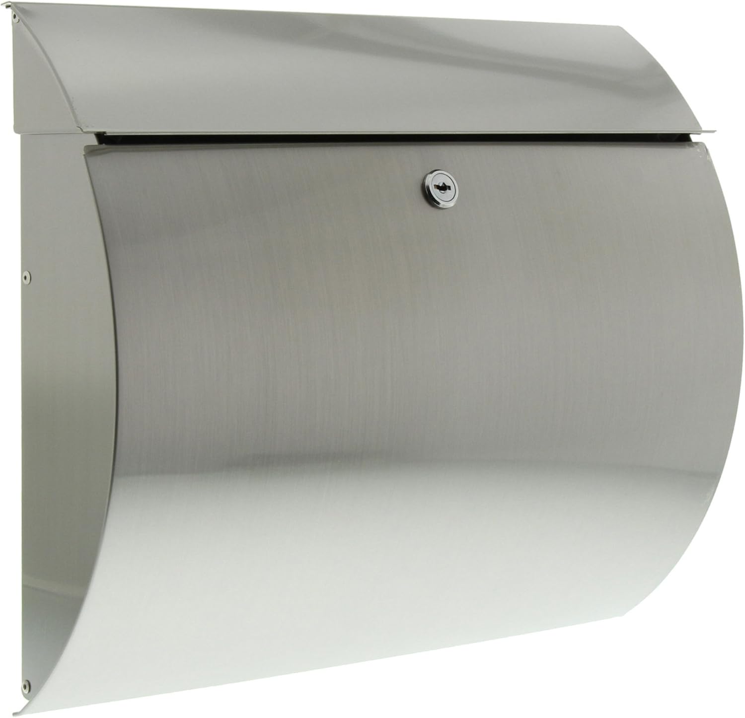 BURG-WÄCHTER Edelstahl-Briefkasten mit Öffnungsstopp, A4 Einwurf-Format, EU Norm EN 13724, Toscana 3856 Ni, Silber