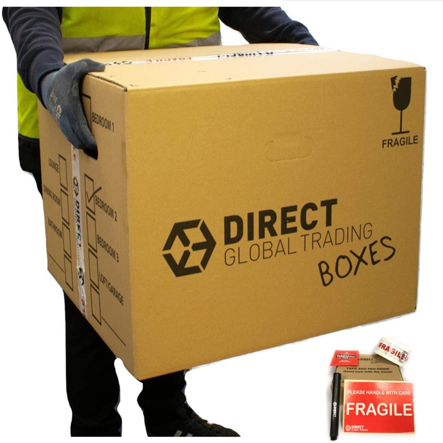 10 Strong Extra Large Cardboard Storage Packing Moving House Boxes Double Walled with Carry