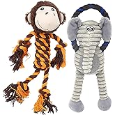 HUGEME Rope Dog Toys to Keep Them Busy - Tug of War Dog Toys for Boredom Plush Interactive Squeaky Puppy Toys for Small Medium Large Dogs, Training Birthday Gifts