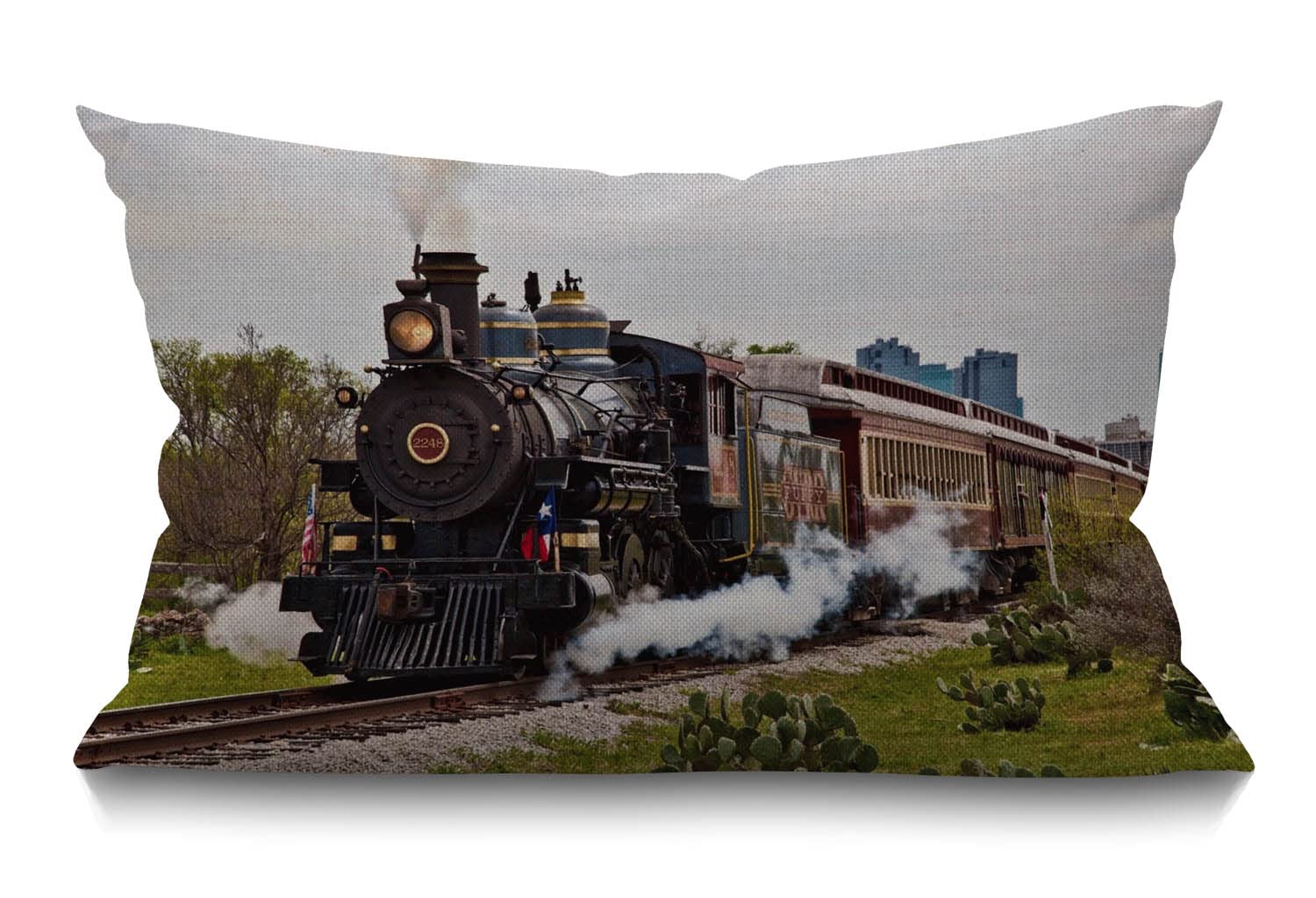 BGBDEIA Nice Gift Vintage Steam Train Waist Lumbar Cotton Linen Cushion Cover Throw Pillow case for Sofa Home Decorative Oblong 30 x 50 cm 12 x 20 Inches