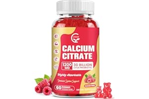 GORNVB Calcium Citrate Gummies, Calcium 1200 mg with Vitamin d3, K2, Magnesium, Zinc for Bone, Muscle & Immune Support, High Absorption Calcium Supplement for Women & Men, Raspberry Flavor, 60 Chews