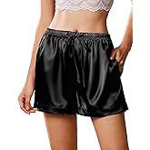 Ekouaer Womens Silk Satin Pajama Short 2026 Summer Casual Sleep Shorts Lounge Sleep Pj Short with Pockets Soft Lounge Shorts