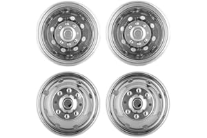 Puermto 4pc 16" Polished Stainless Steel Dually Wheel Simulators, Nice Looking Bolt On Wheel Cover, 8 Lug Hubcaps Compatible with Ford F350 1974-1998;E350/E450 1992-2021;Dodge Ram 3500 1974-1999
