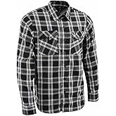Milwaukee Leather MNG11646 Men's Flannel Plaid Shirt Black and White Long Sleeve Cotton Button Down Shirt