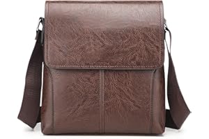 PORT&LOTUS Messenger Bags for Men - Small PU Leather Crossbody Bags