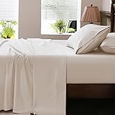 Overket Extra Deep Pocket Queen Sheets 18-24 Inch 1000 Thread Count 100% Egyptian Cotton Sateen Weave Soft Breathable 4 Pieces(Queen,Linen)