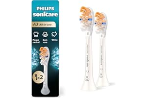 Philips Sonicare A3 All-in-One - Genuine Replacement Electric Toothbrush Heads, White, 2 Pack, HX9092/77