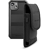 Encased 2-in-1 Belt Pouch with Rugged Case, Designed for iPhone 15 - Reinforced Holster Clip Phone Holder with Ultra Protective Cover - Black (Falcon Armor) Compatible with MagSafe