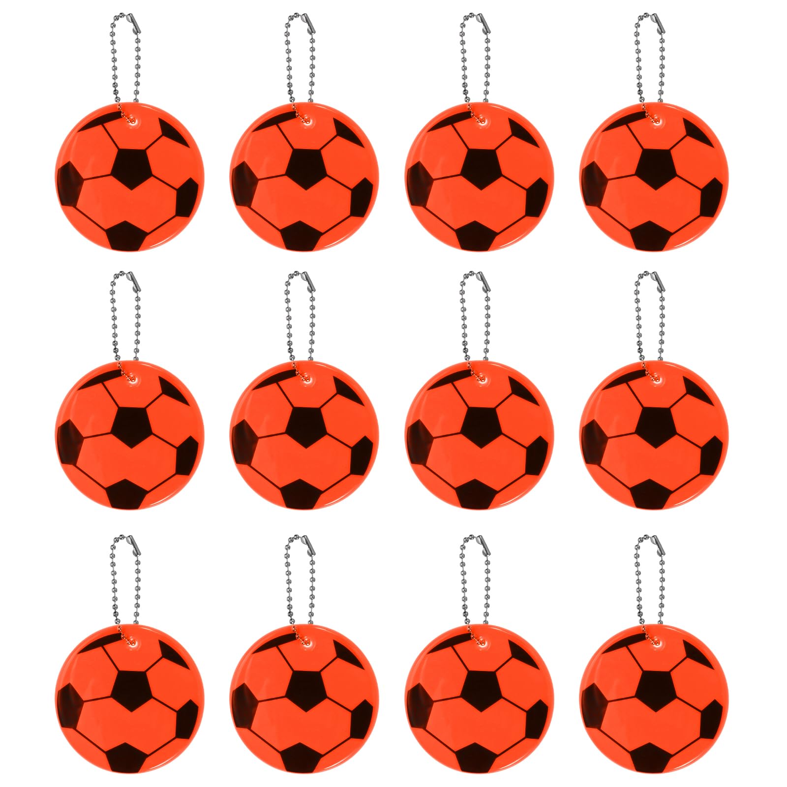 PATIKIL Reflective Keychain Tags, 12 Pack Reflective Football Pendant PVC High Visibility Reflector Tags Waterproof Safety Reflector for Backpack Handbag, Orange-red