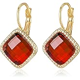 EVEVIC Austrian Crystal Halo Square Dangle Drop Leverback Earrings for Women Trendy 14K Gold Plated Jewelry Gifts for Anniversary