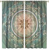 BenYaSong Boho Mandala Blackout Curtains, Bohemian Style Curtains for Living Room Bedroom Window Curtain Drapes 2 Panels 42x45 Inch