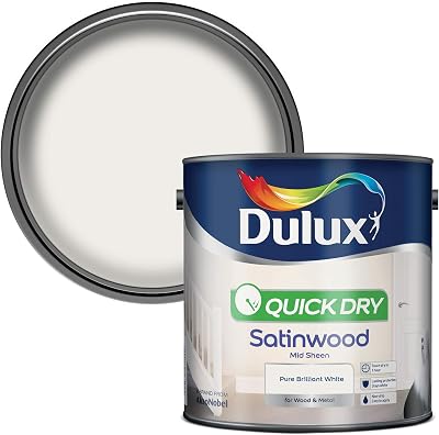 Dulux Quick Dry Satinwood Paint for Wood and Metal 2.5 L Pure Brilliant White