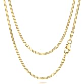 Luxcuty 14K Gold Necklaces for Women 14K Gold Chain for Women | 14K Gold Necklaces for Women Glossy 14K Gold Chain for Women Snake Chains Necklace for Womens &amp; Men 14/16/18/20/22/24/26/30in