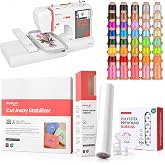 Poolin EOC03 Wearable Embroidery Bundle &ndash; with 12"x12" Cut Away Stabilizer, Water Soluble Topping, 40-Color 800M Thread Set &amp; A Style Prewound Bobbins (144pcs)