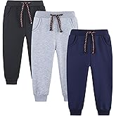 Funnymore 3 Pack Boy's and Girl's Fleece Pull on Jogger Sweatpant with Pockets and Drawstring 2-13 Years