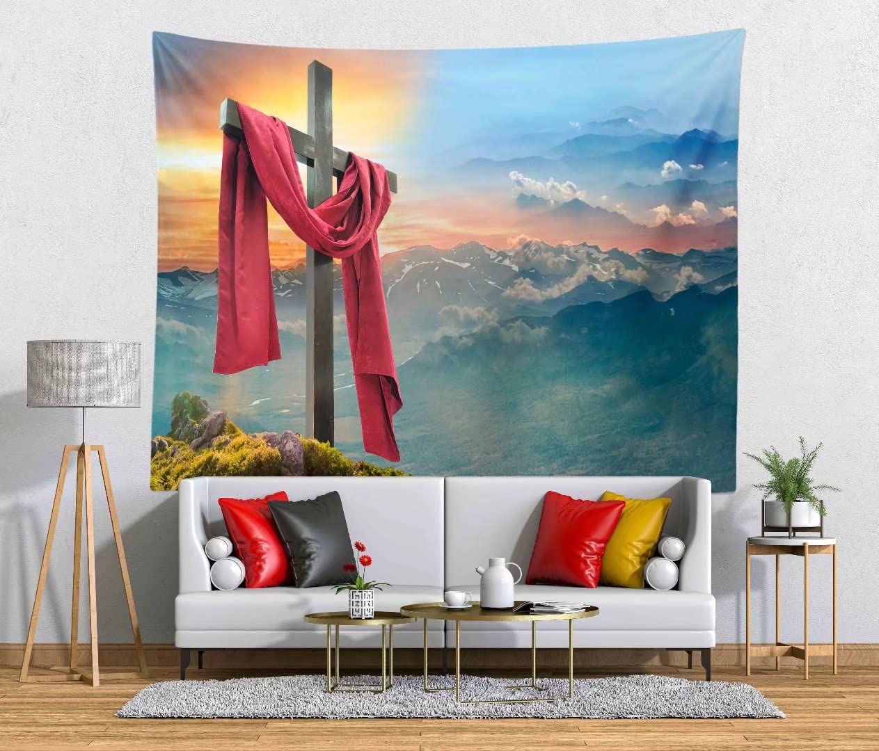 BELECO Jesus Christ Tapestry Backdrop with Cross