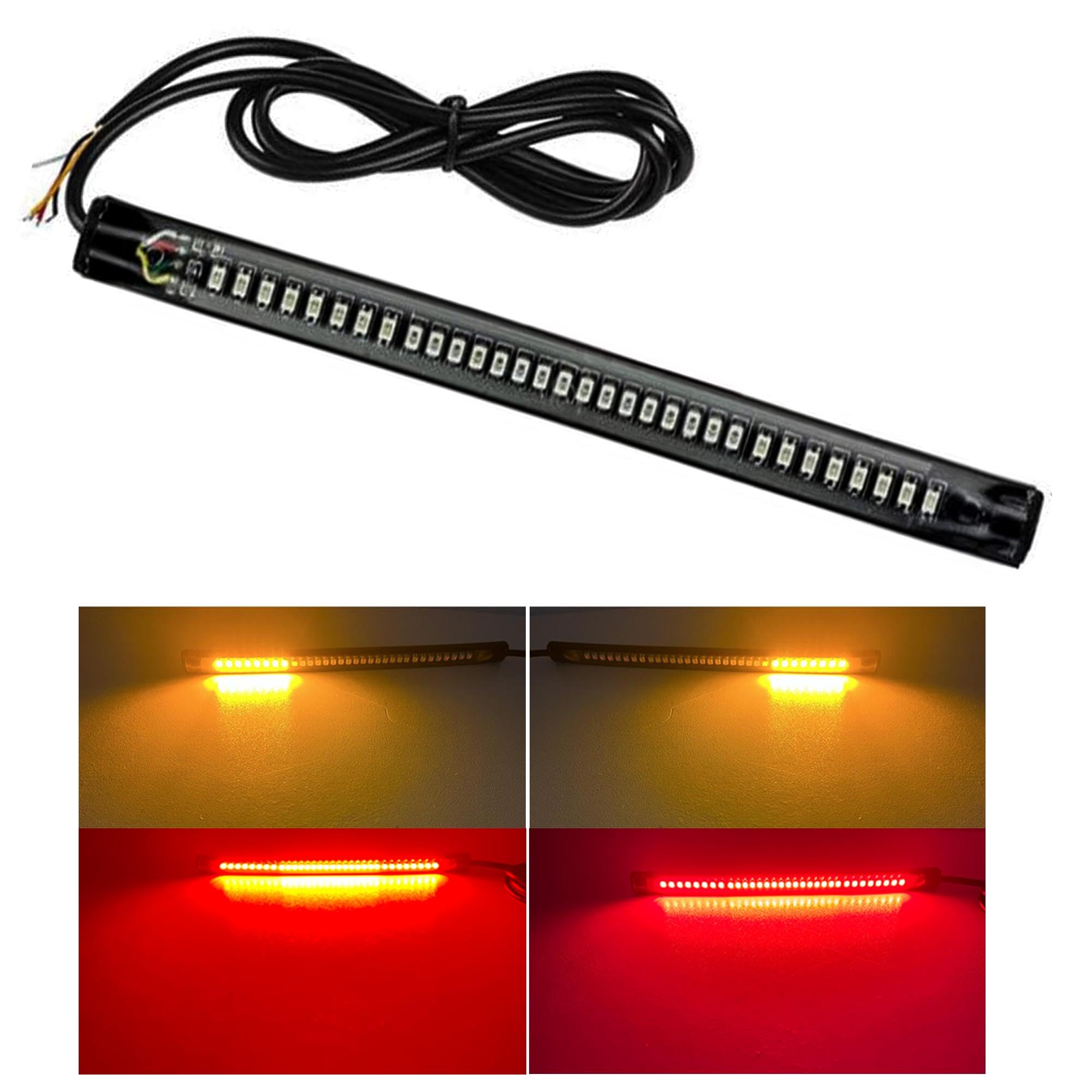 JinXiu LED Flexible Turn Signal Brake Strip Light and Running Tail Light Front Rear for Motorcycles