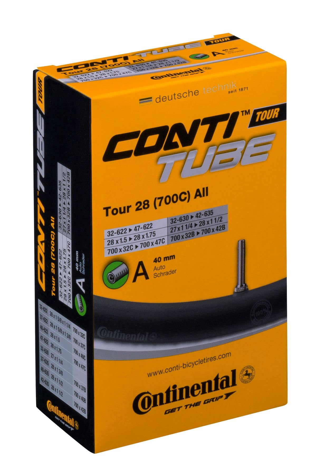 Continental Unisex's Tour Tubes Bike Parts, Other, [47-559->62-559]