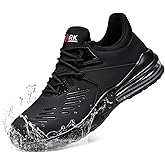 LARNMERN Non Slip Work Waterproof Shoes for Women Steel Toe Comfortable Indestructible Construction Food Service Chef Sneakers