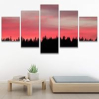 SIGNWIN 5 Panel Canvas Wall Art Setting in The Tree for Home Decorations Ready to Hang - 60