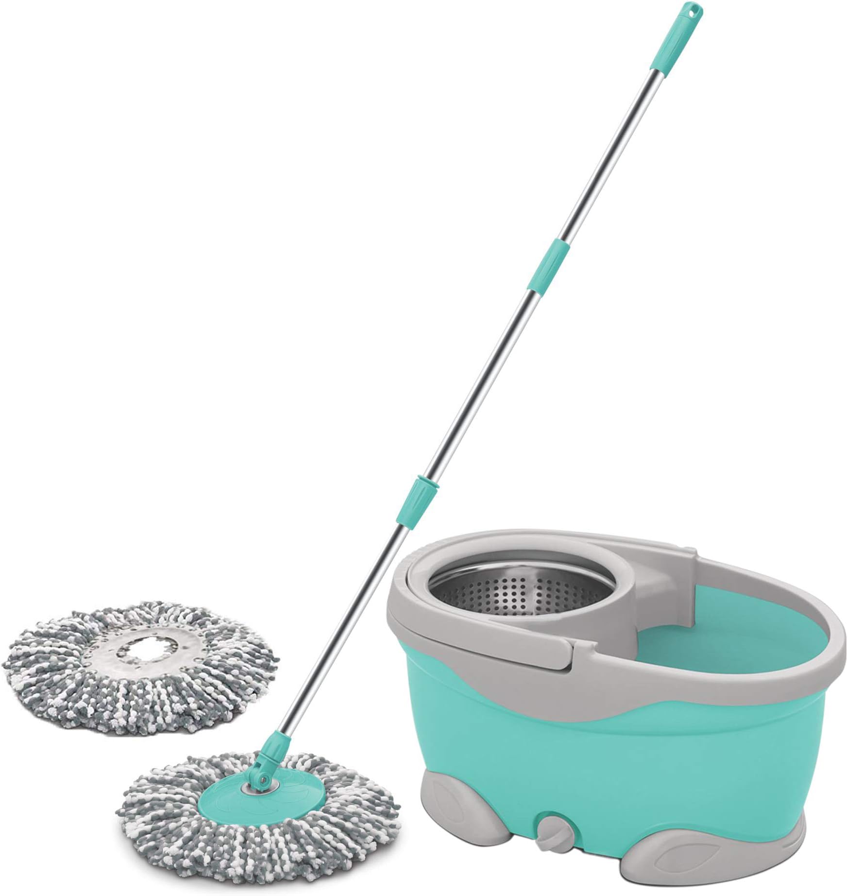 Spotzero By Milton Swift Spin Mop With Four Wheels , Aqua Green (Steel Wringer, 2 Refills)