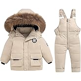 BYFRI Toddler Snow Suits Boys Girls Hooded Down Jacket & Ski Bib Pants Set Baby Snowsuit Coat Infant Winter Jumpsuit 18M-4T