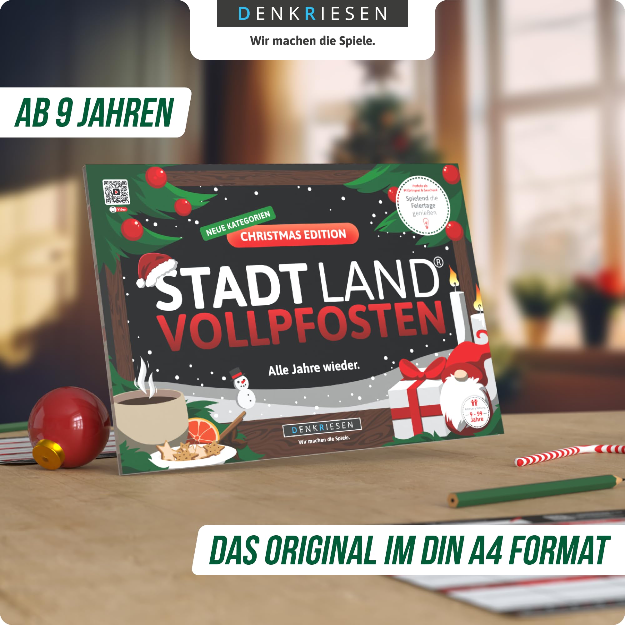 DENKRIESEN Stadt Land VOLLPFOSTEN® - Christmas Edition | ab 9 Jahren mit 26 neuen Kategorien | Stadt Land Fluss | Weihnachtsspiele | Xmas | Familienspiel - Adventskalender Füllung | Wichtelgeschenk 2