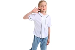 Mowbeat Boys Baseball Jersey Kids Short Sleeve Girls Hip Hop T Shirts Toddler Sport Button Down Jersey Shirt